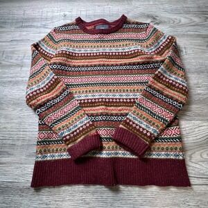 L.O.G.G. H&M Fair Isle Sweater Mens‎ Medium Burgundy Wool Blend Knit Pullover